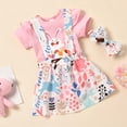 thumbnail image 2 of Vestido Para Niñas, Ropa Para Niñas Pequeñas, Conejito De Pascua, Estampado De Flores, Sin Mangas, Traje De Falda De Una Pieza, Ropa Para Niños De Dos Piezas, Rosa Odeerbi LM103-5561, 2 of 9