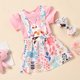thumbnail image 2 of Vestido Para Niñas, Ropa Para Niñas Pequeñas, Conejito De Pascua, Estampado De Flores, Sin Mangas, Traje De Falda De Una Pieza, Ropa Para Niños De Dos Piezas, Rosa Odeerbi LM103-5560, 2 of 9