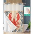 thumbnail image 2 of No Hook Shower Curtains with Snap in Liner, Lobster Coastal Fabric Shower Curtain, Summer Beach Coral Shell Nautical Vintage Double Layers & See-Through Top Window Bathroom Curtains 60''x72'', 2 of 6