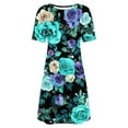 thumbnail image 3 of Summer Flower Dress for Women Casual Short Sleeve Crewneck Tank Dresses Beach Vacation Mini Sundress, 3 of 4