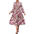 thumbnail image 1 of Vestido, Vestido de manga larga para mujer Vestido plisado con cinturón elástico en la cintura para Meterk Rosa/Grande, 1 of 7