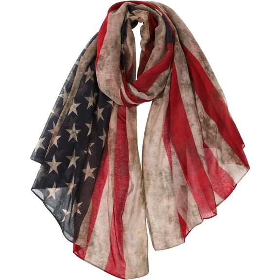 Fashion Scarf for Women Lightweight Scarves Shawl Wrap for Spring/Summer Winter Retro Flag