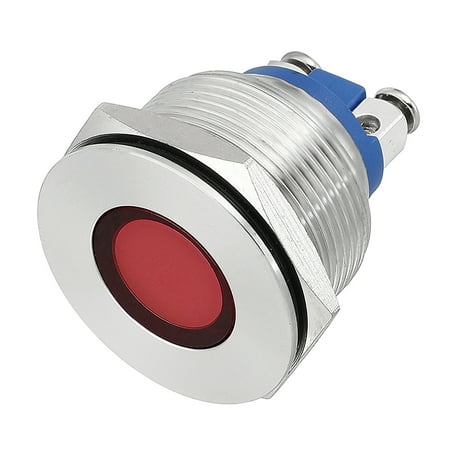 J22-170A DC12V 22mm Thread Dia Metal Shell Flat Head Red LED Indicator ...