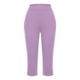 thumbnail image 5 of Summer Pants for Women Leggings Pants for Women Fashion Business Casual Cargo plus Size Comfy Pant Flare High Waist Womens Wide Leg Trouser Womens Comfort Casual Elastic Purple L, 5 of 7