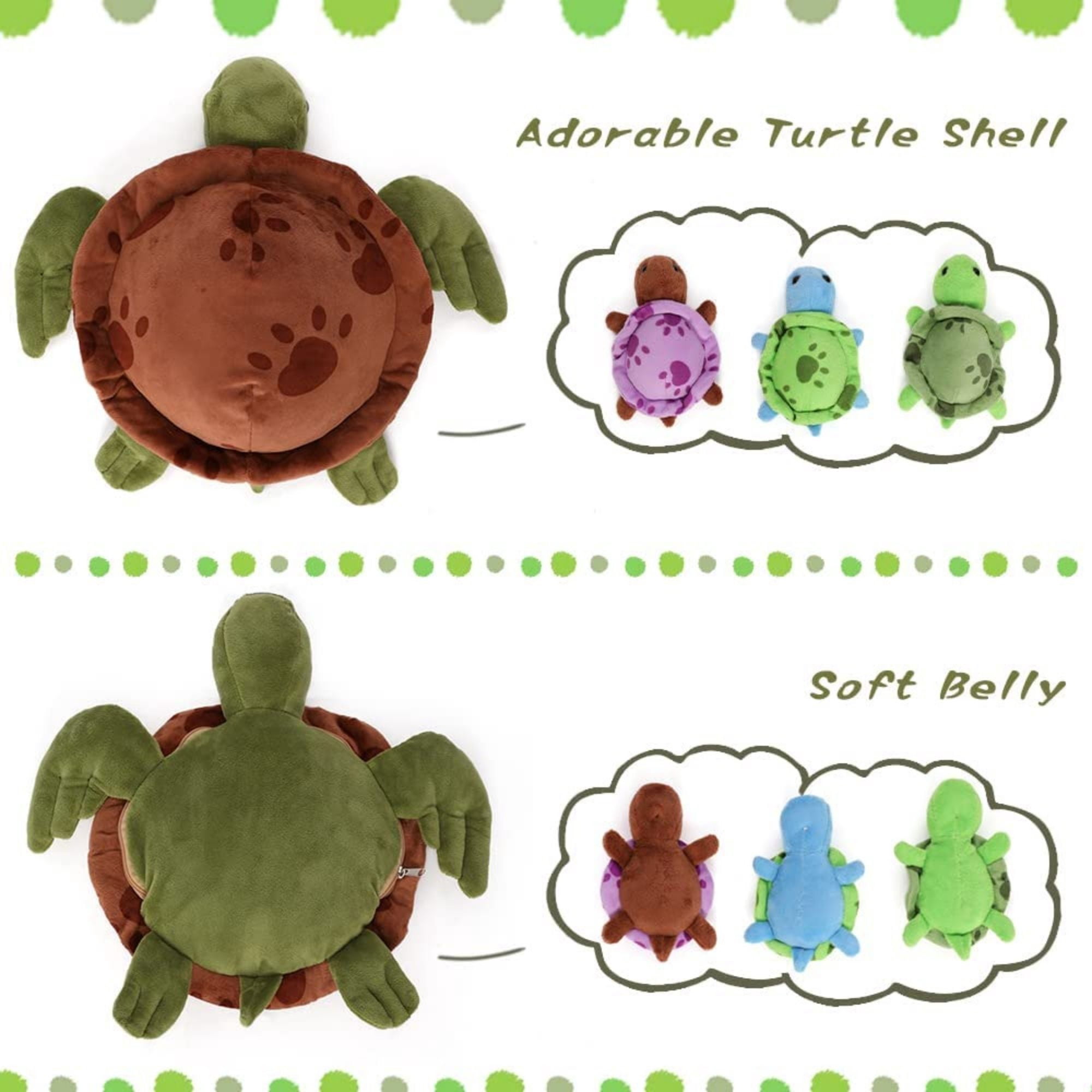 MorisMos Sea Turtle Stuffed Animal Plush Turtle with 3 Babies