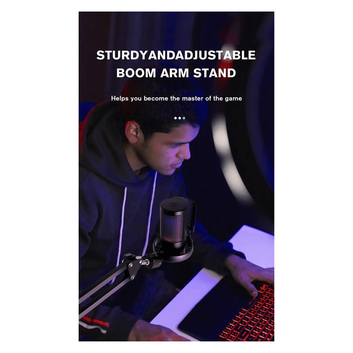 Gaming RGB Recording Microphone with Adjustable Arm Stand
