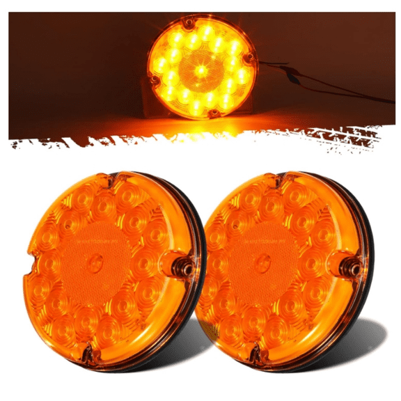 2Pcs 7" Round LED Trailer Tail Lights 17 LED Waterproof LED Park Turn Signal Flasher Lights with Waterproof Gaskets for Truck Trailer