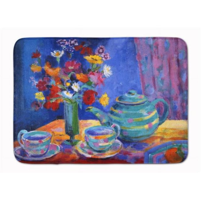 Carolines Treasures HWH0010RUG Blue Tea by Wendy Hoile Machine Washable Memory Foam Mat