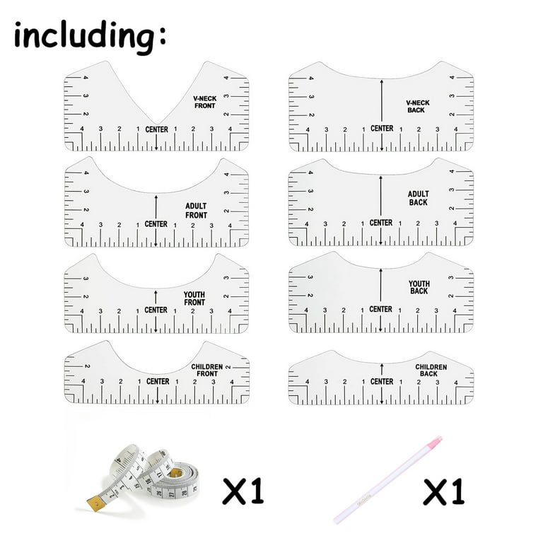 T-Shirt Ruler Guide Alignment Tool to Center Designs T-Shirt for Adult  Youth Toddler Infant (Transparent) (10Pcs)