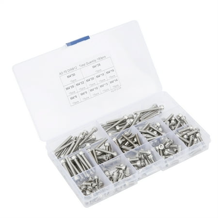

Nuts Assortment Kit Durable Hex Socket Head Stainless Steel For Chairs For Furniture For Machinery Industries For Office Equipment 180pcsM4