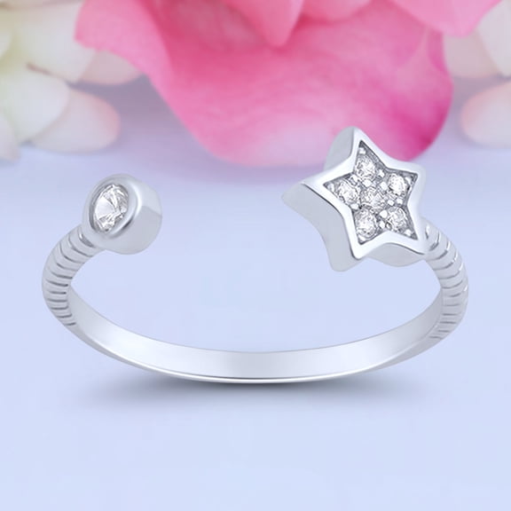 6 mm Star Toe Band Ring 925 Sterling Silver Thin Adjustable Stylish Rings For Women