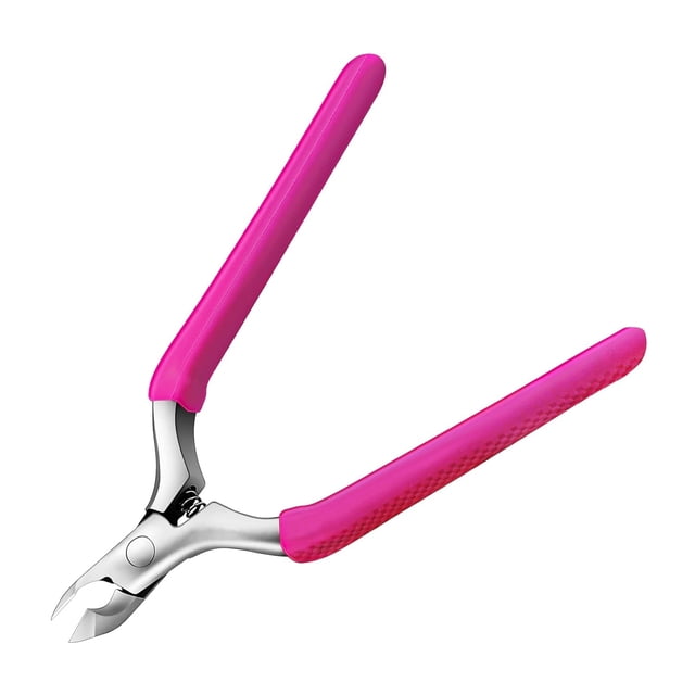 Cortacutículas Herramientas profesionales para quitar cutículas, mango de silicona antideslizante de acero inoxidable para piel seca (rosa)