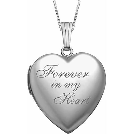 PicturesOnGold Forever In My Heart Locket Necklace for Women That Hold Pictures & Engraving in Personalized Jewelry Gifts for Men & Women Sterling Silver (Locket + 2 Photo + Engraving)