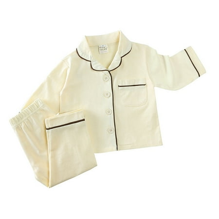 

Gyratedream Toddler Girls Pajamas Toddlers Button-Down Cotton Long Sleeve Top and Pants 2 Piece Lounge Nightwear Set for 4-5 Years Champagne