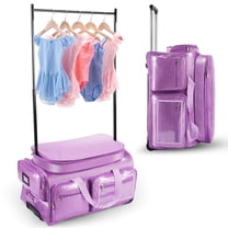 Dance Bag with Garment Rack, Purple Clothes Duffel Dance Bag with Rack 28"Glitter Dance Competition Must Haves Costumes Rolling Garment Bags For Travel Collapsible Suitcase for Dancer Performer