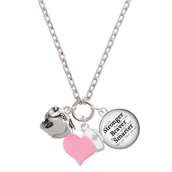Delight Jewelry Silvertone Small Panther - Mascot - Light Pink Heart Nurse Strong Zoe Necklace