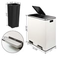 thumbnail image 2 of HeSLehs 60L(16 Gal) Dual Trash Can, Stainless Steel Kitchen Garbage Can, Double Compartment Classified Rubbish Bin, Recycle Dustbin w/Plastic Inner Buckets, Handle, Soft-Close Lid, Airtight, 2 of 5