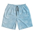 thumbnail image 2 of Honeii's Snowflake Snowing Print Men's Casual Shorts with Drawstring，Swim Trunks Quick Dry Beach Shorts, 2 of 5