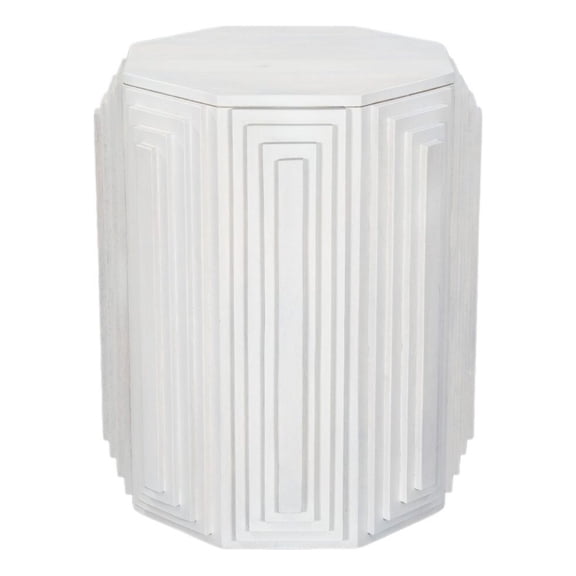 Carolina Cascade Falls 22"x26" Geo Design Octagonal Side Table in Whitewash