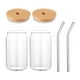 thumbnail image 1 of EeaseMX 2 juegos de tazas de vidrio transparente con tapa y pajita, bonitas tazas de vidrio para beber (estilo aleatorio), 1 of 7