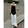 thumbnail image 5 of Slack Linen Wide-leg Pants Summer Loose Versatile Drawstring Straight White Casual Trousers Korean Fashion, 5 of 5