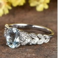 thumbnail image 4 of HeartsAndYou 2ct Natural Aquamarine & Diamond Ring Leaf Accent 100% REAL 14k SOLID White Gold, 4 of 9
