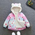 thumbnail image 3 of GYRATEDREAM Kids Girls Bear Ear Hooded Winter Jacket Fleece Lined Cartoon Rabbit Print Warm Coat 2-10Y, 3 of 4