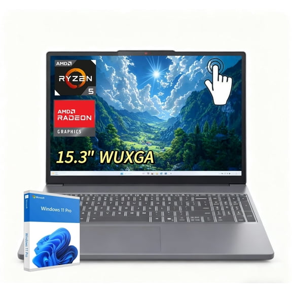 Newest Lenovo Ideapad Slim 3 15.3" WUXGA Touchscreen Laptop, AMD Ryzen 5 8540U, 40GB DDR5 RAM, 2TB SSD, Windows 11 Pro,Luna Grey,83KA003CUS