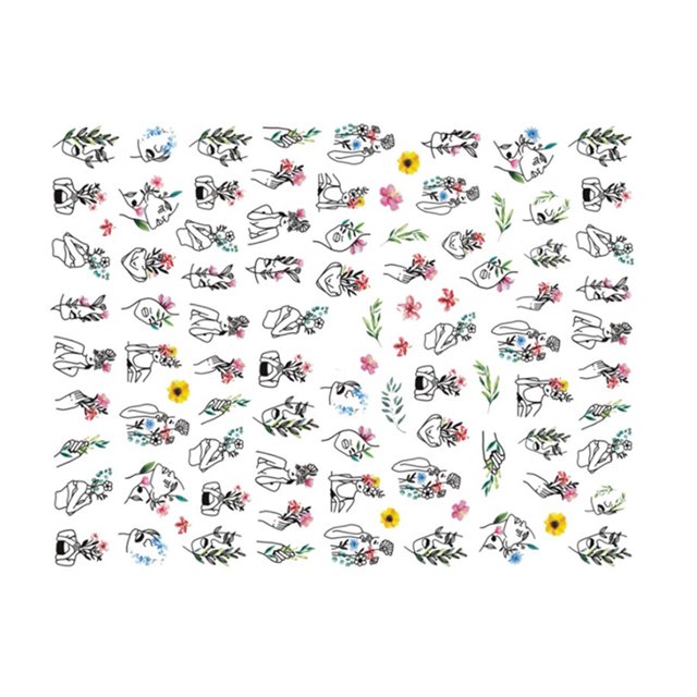 Vogacara Pegatinas para uñas, calcomanías en relieve 3D, impresión de deslizadores de belleza para manicura, decoración DIY, adhesivo, accesorios de Juegos de manicura WG410 Vogacara CE012223-02B