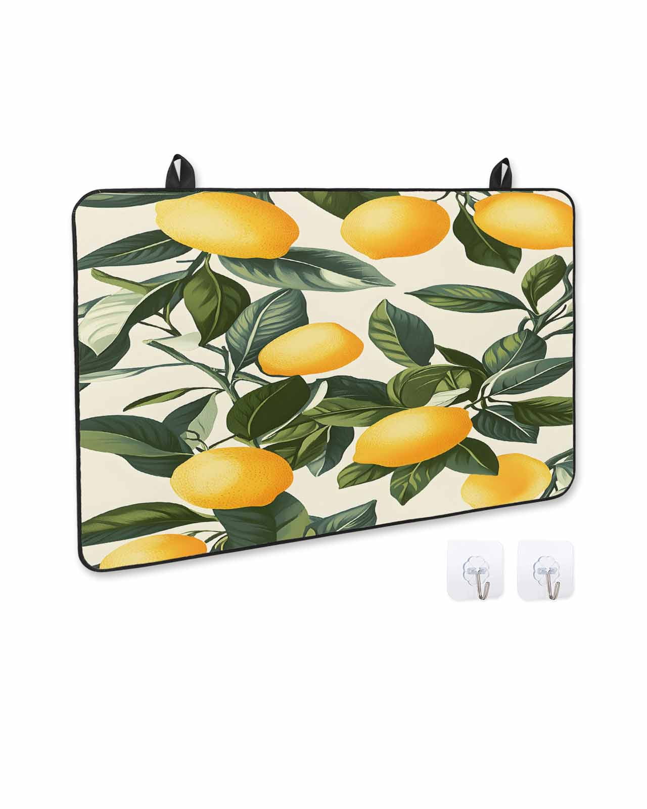 nqOlkjepod Large Induction Cooktop Protector Mat 36"x21", Summer Lemon Stove Top Covers for Electric Stove, Watercolor Yellow Green Leaves Fruit Stove Burner Cover Mats, Glass Top Stove Cover