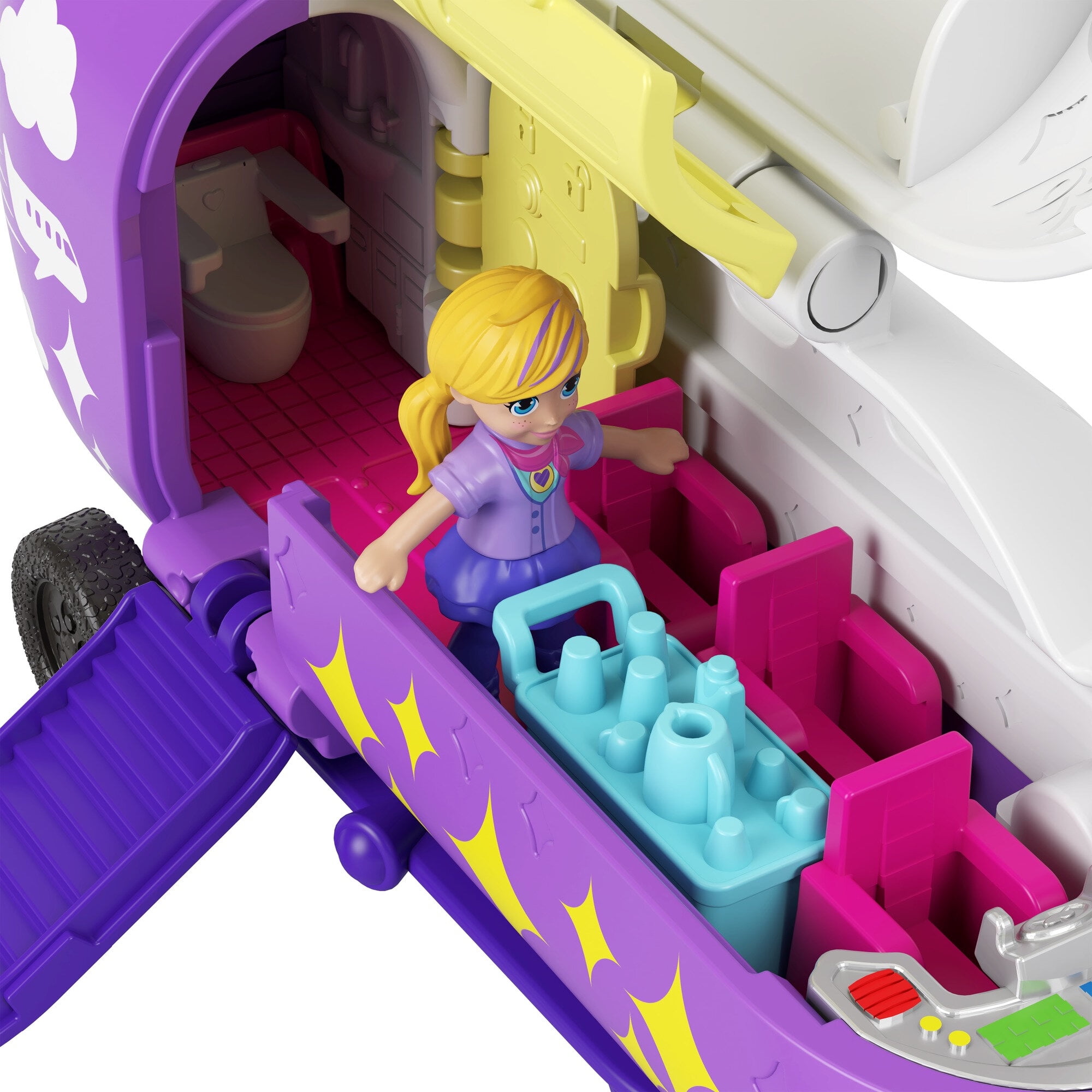 Polly Pocket Pollyville Airplane with Micro Polly Doll Themed Accessories