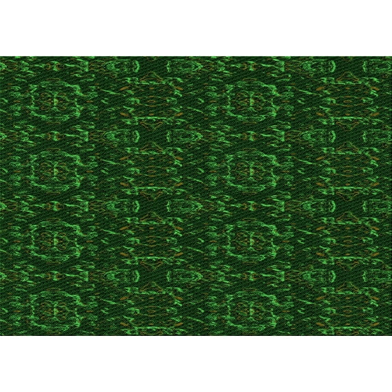 Ahgly Company Indoor Rectangle Patterned Green Area Rugs, 2' x 5'