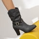 thumbnail image 4 of Zapatos de mujer, hebilla de cinturón a la moda, Color sólido, antideslizante, tacones altos cuadrados, informales, cálidos, resistentes al desgaste, botas de vaquero de lana antideslizantes Wmkox8yii hfjk3240, 4 of 6