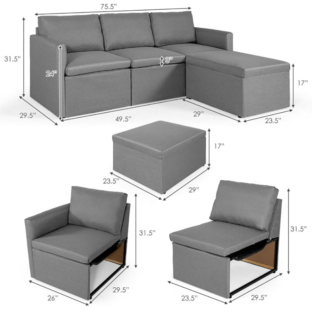 Finihen Convertible Sofa Bed, Modern Convertible Sleeper Couch, Convertible L-Shaped Sectional Sofa Couch with Reversible Chaise, for Living Room, Dark Gray Finihen Convertible Sofa Bed, Modern Convertible Sleeper Couch, Convertible L-Shaped Sectional Sofa Couch with Reversible Chaise, for Living Room, Dark Gray