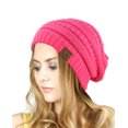 thumbnail image 1 of Trendy Warm Chunky Soft Stretch Cable Knit Slouchy Beanie Skully HAT20A-Candy Pink, 1 of 2