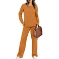 thumbnail image 3 of UVN 2 Piece Outfits for Women Long Sleeve Sweatsuit and Wide Leg Tracksuit Ladies Fall Cozy Lounge Sets, 3 of 10