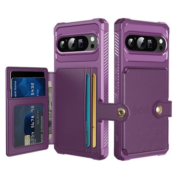 ELEHOLD Wallet Case for Google Pixel 10 /10 Pro,  Shockproof Credit Card Slot PU Leather Case Support Magnetic Car Mount Flip Stand Cover for Google Pixel 10 /10 Pro,Purple