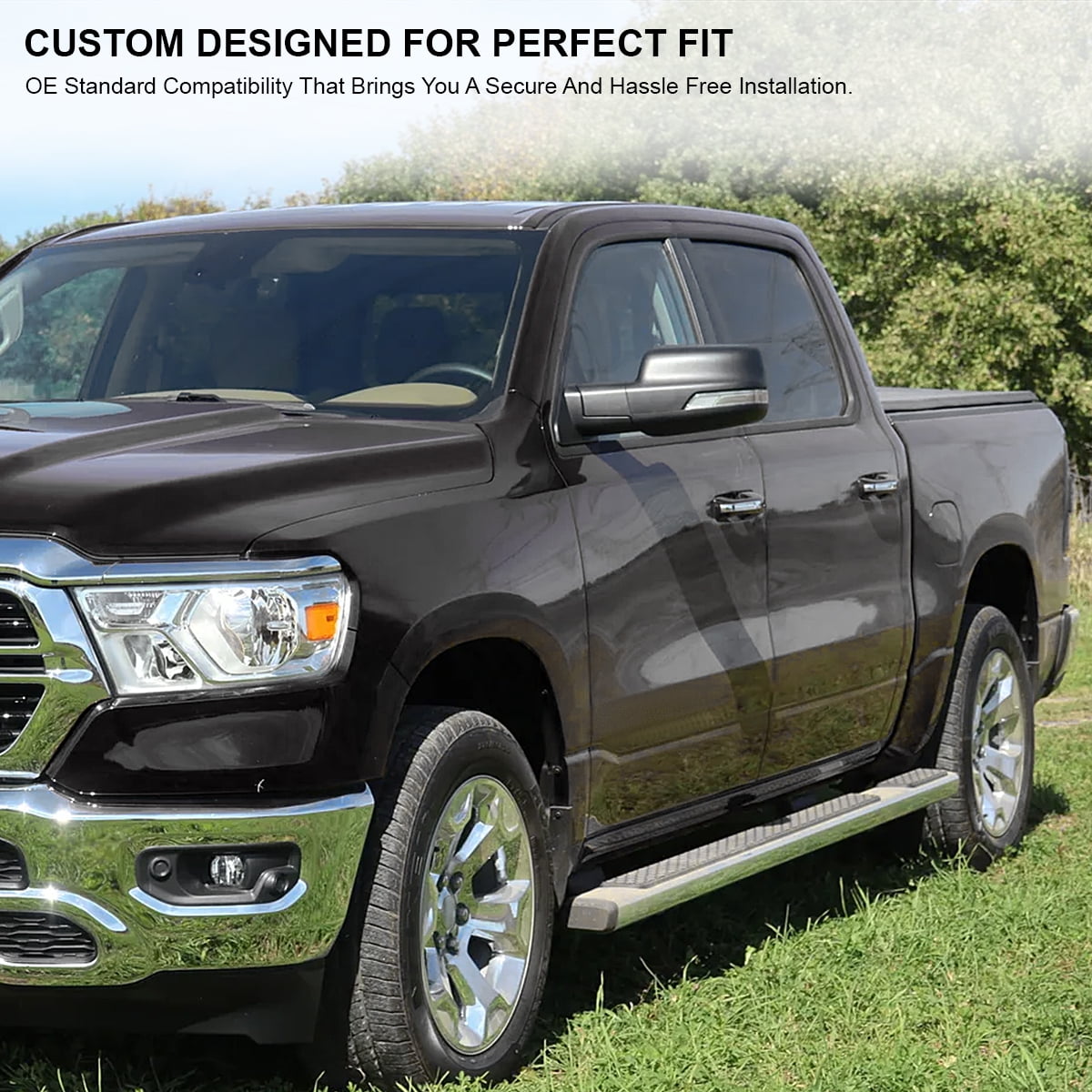 Spec-D Tuning Black Power Fold Heated + LED Signal + Blind Spot Monitor Left Driver Side Mirror Compatible with 2019-2024 Ram 1500, Left + Right Pair
