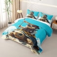 thumbnail image 3 of Homewish Cool Dog Turtle Bed Spread Queen,Cartoon Animal Queen Coverlet Set,Blue White,3 Pieces, 3 of 7