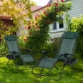 thumbnail image 2 of Wubio Set of 2 Relaxing Recliners Patio Chairs Adjustable Steel Mesh Zero Gravity Lounge Chair Beach Chairs with Pillow-Dark Green, 2 of 10