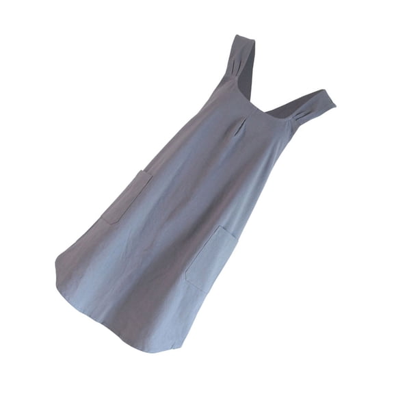 PatungKu Women Cotton Linen Cross Back Apron with Pocket Simple Pattern Cotton Apron