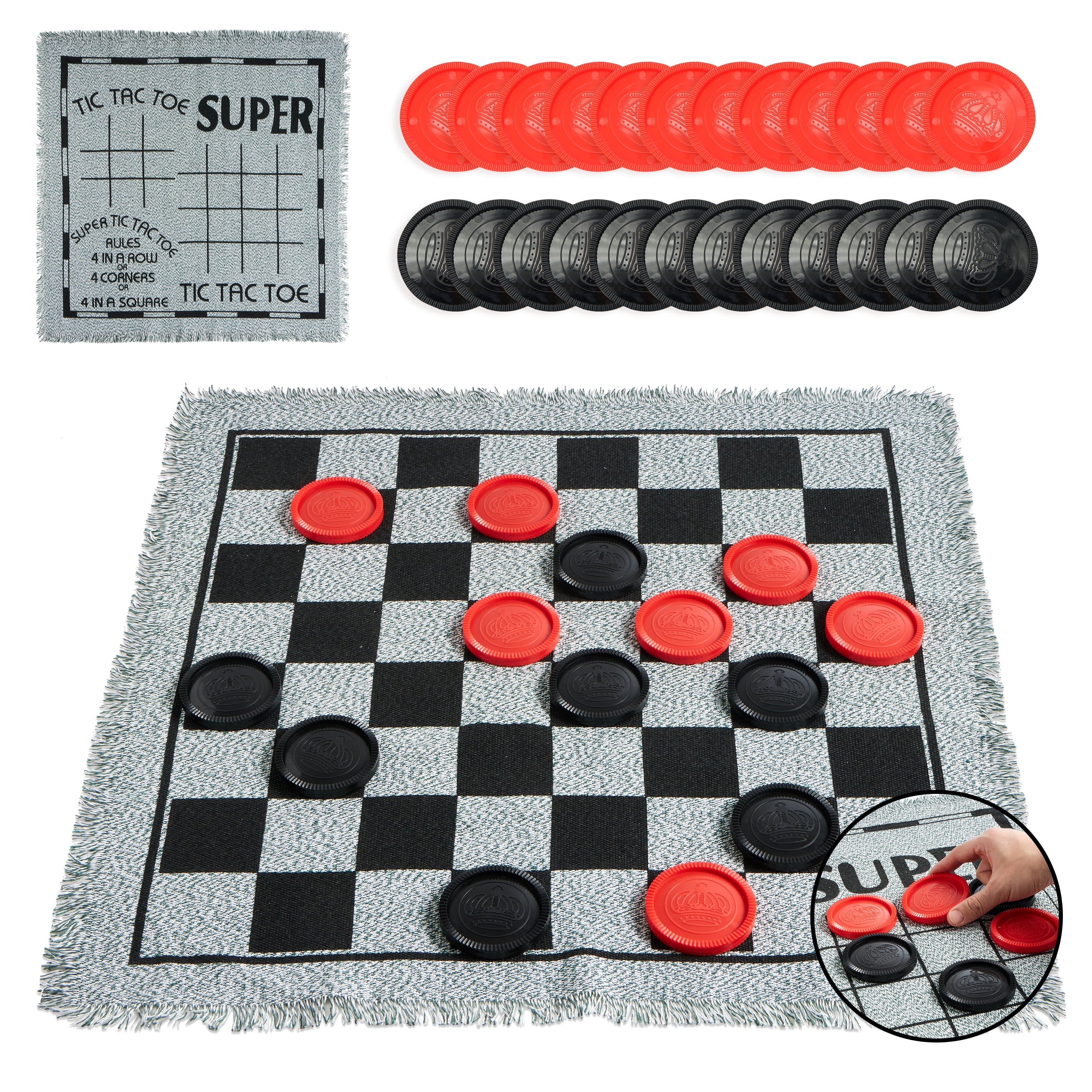 Joyfy, Giant Checkers and Tic Tac Toe Game, 24 Big Pieces