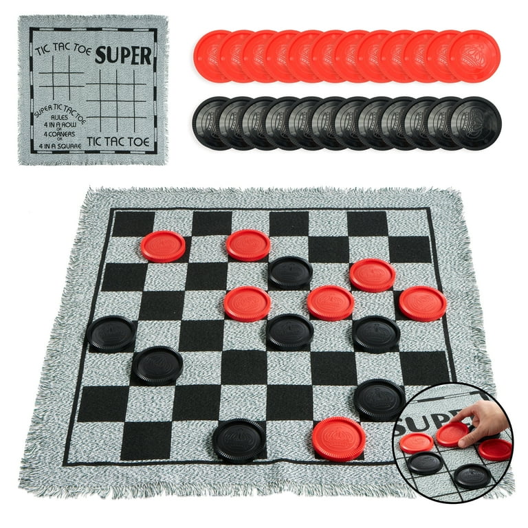 Joyfy 3-in-1 Vintage Giant Checkers & Tic Tac Toe Indoor Outdoor