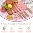 thumbnail image 2 of Kitchen Knife Set, 6 Pieces Professional Knife Set for Kitchen, Ultra-Sharp Stainless Steel Chef Knife Set with Universal Knife Block, Perfect Gifts for Mom Wife Girl (Pink), 2 of 7