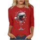 thumbnail image 4 of Camisetas de Manga Larga de las Mujeres Impresión de Navidad Cuello Redondo 3/4 Manga Suéter Superior, Moda Informal para Fiesta de Vacaciones Y Uso Diario, 4 of 7