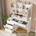 thumbnail image 2 of Veanerwood Ensemble de Table Moderne avec Port USB, Lumières DEL, Miroir, Barre d'Alimentation, Blanc, 2 of 8