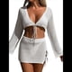 thumbnail image 2 of Traje de Baño de Crochet para Mujer, 2 Piezas, Larga, Top Corto con Lazo Frontal, Minifalda S, 2 of 7