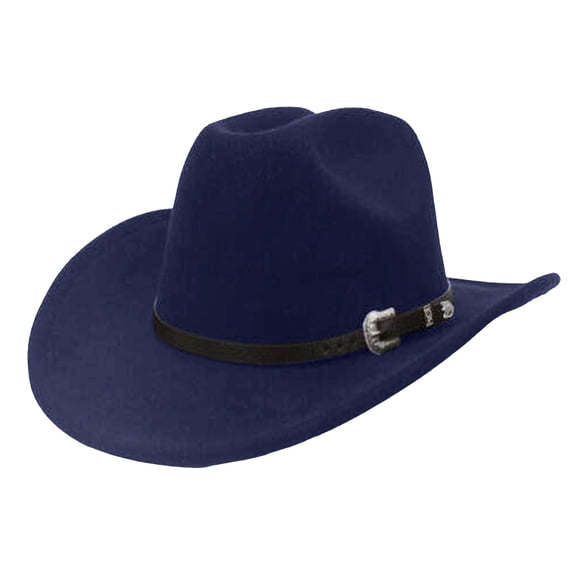 UJNDER Cowboy Hat Straight British Style Fedora Flat Top European Hat for Fashionable Wear Cowboy Hat Navy