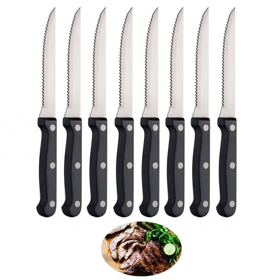 8 Set Stainless Steel Steak Knives Serrated 8.5" Knife Cutlery Kitchen Utensil
