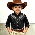 thumbnail image 2 of FINALGANG Boy's Western Cowboy Shirt Print Long Sleeve Button Down Shirts Regular Fit Shirt Casual Blouses Retro Festive Party Tops For Children 4-5 Years, 2 of 4